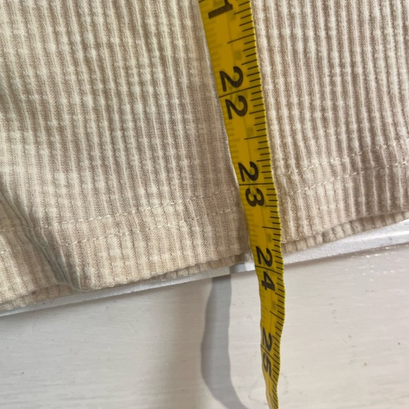 vintage beige light brown ribbed button up long sleeve henley fall basic y2k - Picture 8 of 8